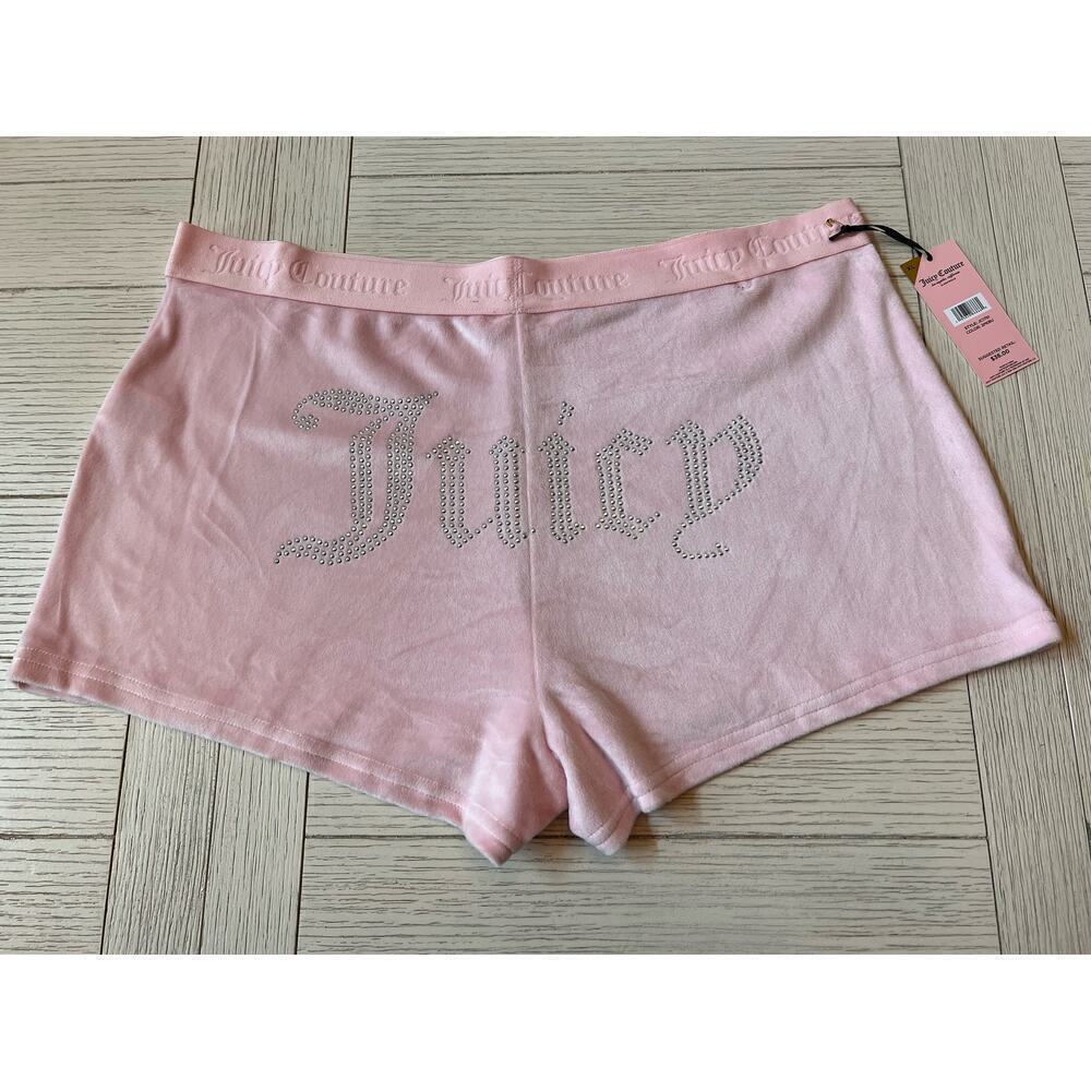 NWT Juicyā Couture pink velour sleep shorts. Cozy Fairy Boho Chic Bling Size XL